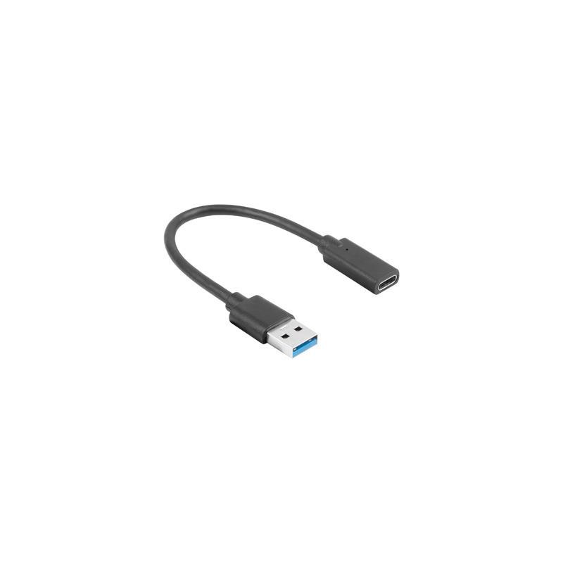 Kabel USB 3.1 Lanberg USB type-C(F) 3.1 - USB-A(M) 0,15m cza… | PartsPC.pl