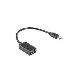 Kabel USB 2.0 Lanberg USB type-C(M) - USB-A(F) 0,15m OTG cza… | PartsPC.pl