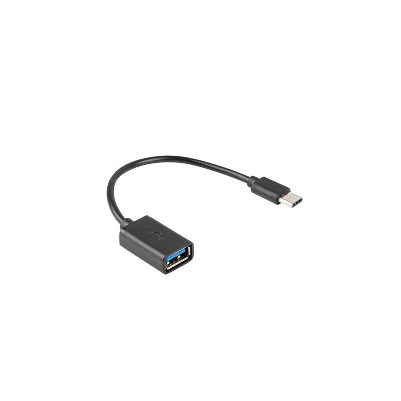 Kabel USB 2.0 Lanberg USB type-C(M) - USB-A(F) 0,15m OTG cza… | PartsPC.pl