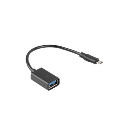 Kabel USB 2.0 Lanberg micro USB(M) - USB-A(F) 0,15m OTG czar… | PartsPC.pl