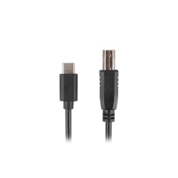 Kabel USB 2.0 Lanberg USB-C(M)- USB-B(M) 1,8m czarny | PartsPC.pl