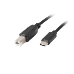 Kabel USB 2.0 Lanberg USB-C(M)- USB-B(M) 3m czarny ferryt | PartsPC.pl