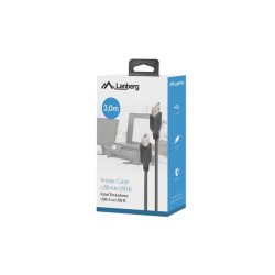 Kabel USB 2.0 Lanberg AM-BM 3m czarny ferryt box | PartsPC.pl
