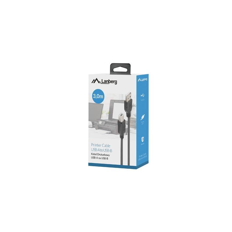 Kabel USB 2.0 Lanberg AM-BM 3m czarny ferryt box | PartsPC.pl