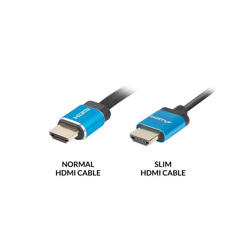 Kabel HDMI Lanberg M/M v2.0 0,5m 4K slim czarno-niebieski | PartsPC.pl