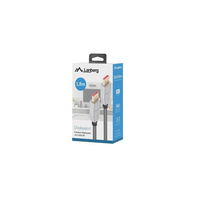 Kabel DisplayPort Lanberg M/M v1.4 1,8m 8K czarny | PartsPC.pl