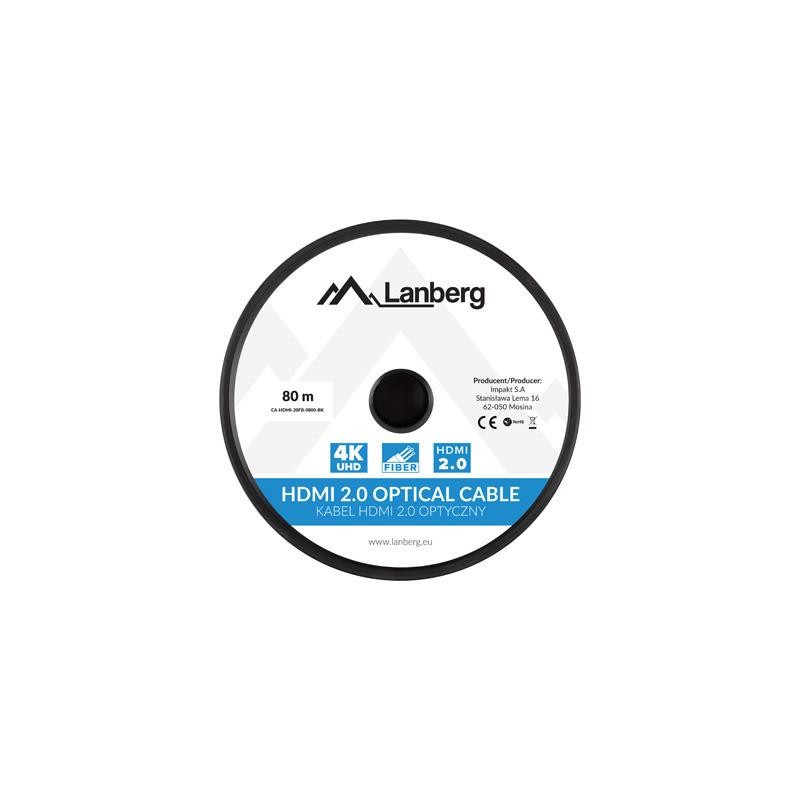 Kabel HDMI Lanberg M/M v2.0 80m czarny optyczny AOC | PartsPC.pl