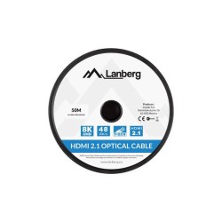 Kabel HDMI Lanberg M/M v2.1 50m 8K czarny optyczny AOC | PartsPC.pl