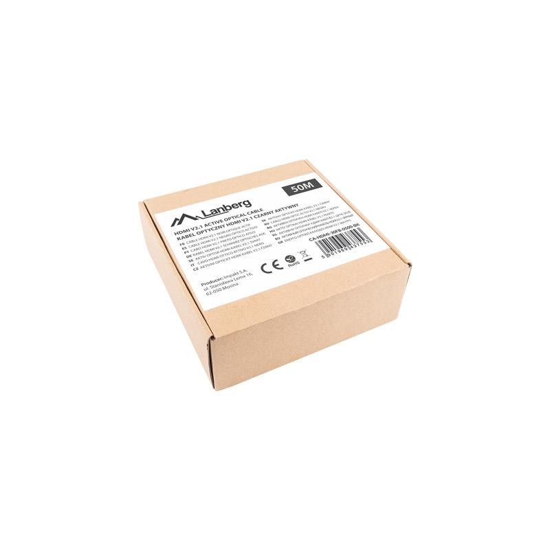 Kabel HDMI Lanberg M/M v2.1 50m 8K czarny optyczny AOC | PartsPC.pl