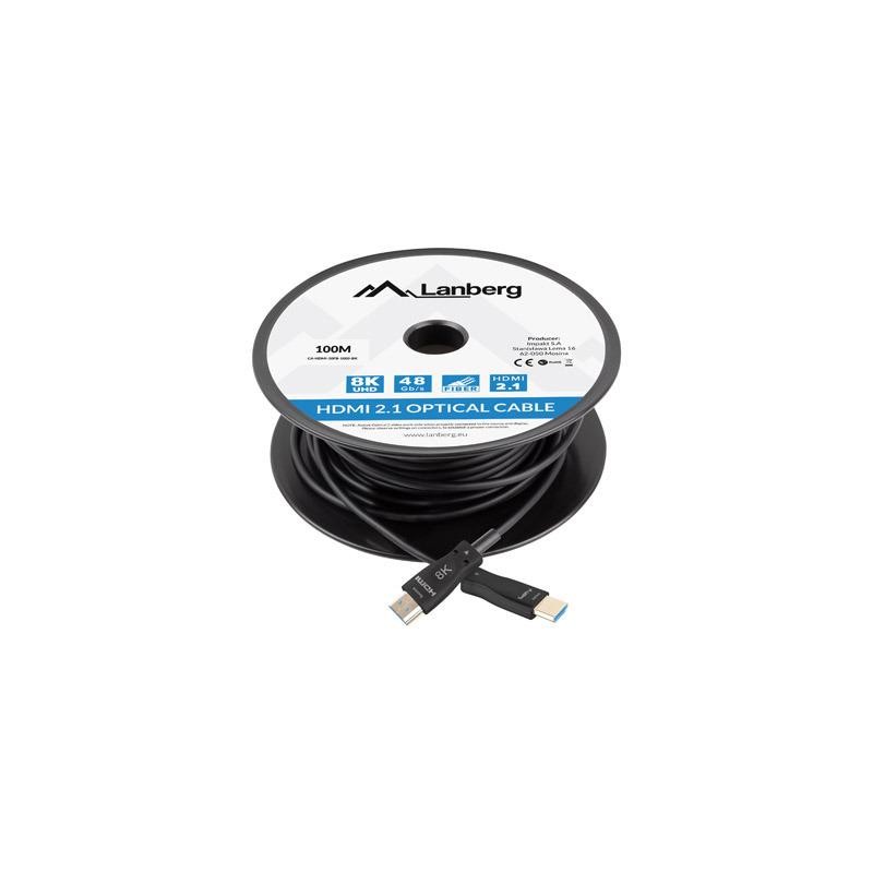 Kabel HDMI Lanberg M/M v2.1 100m 8K czarny optyczny AOC | PartsPC.pl