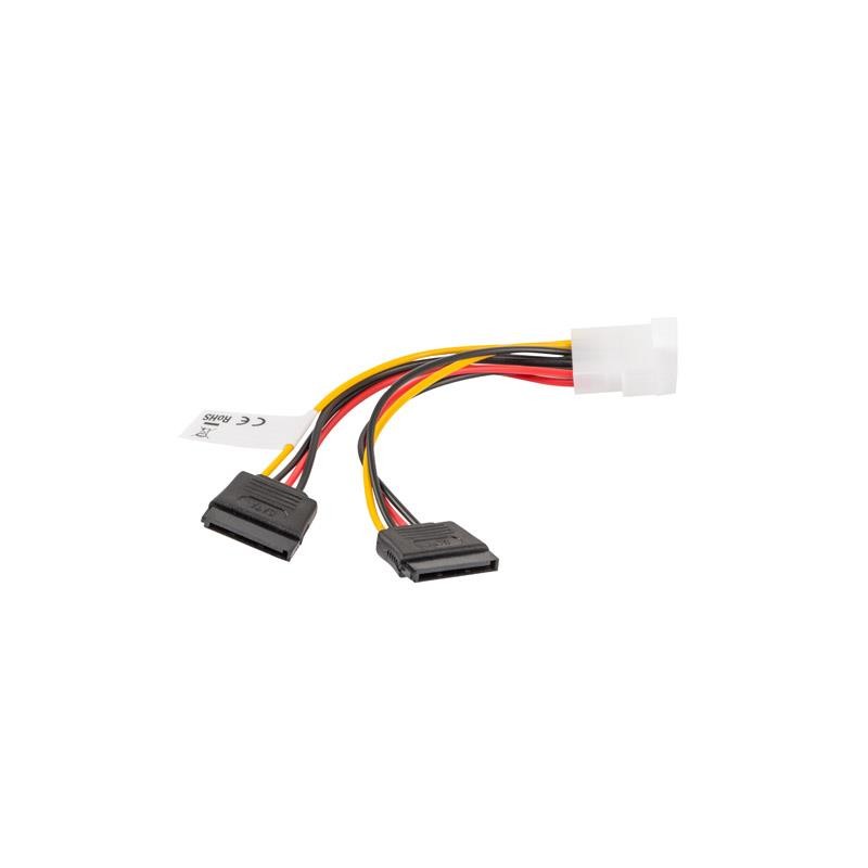 Kabel zasilający Lanberg Molex(M) - 2x SATA(F) 0,15m | PartsPC.pl
