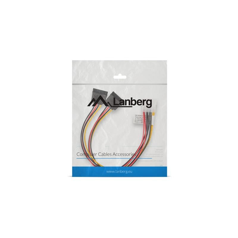 Kabel zasilający Lanberg Molex(M) - 2x SATA(F) 0,3m | PartsPC.pl