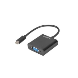 Kabel adapter Lanberg USB type-C(M) - VGA(F) 0,15m czarny | PartsPC.pl