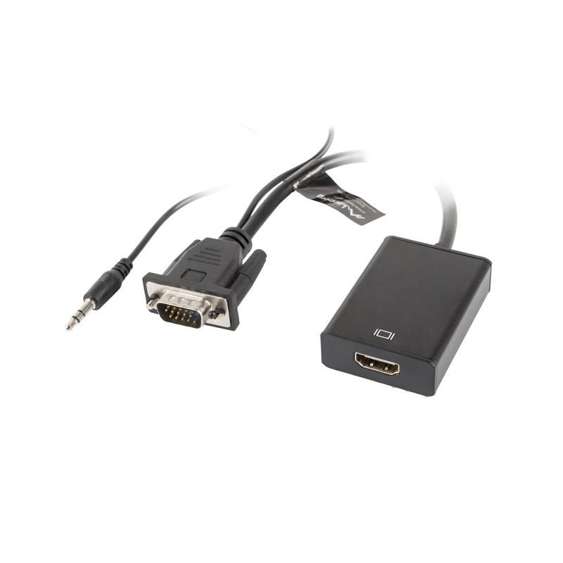 Kabel adapter Lanberg VGA (M) + Audio - HDMI (F) 0,2m czarny… | PartsPC.pl