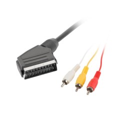 Kabel adapter Lanberg SCART - 3x RCA 1,8m czarny | PartsPC.pl