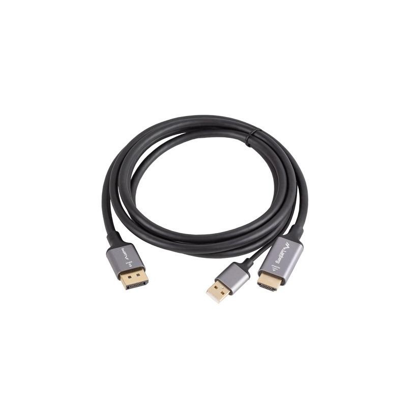Kabel adapter Lanberg HDMI (M) - Displayport (M) 1,8M 4K cza… | PartsPC.pl