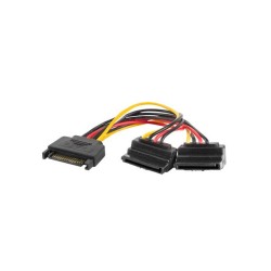 Kabel zasilający Lanberg SATA (M)- 2x SATA (F) 90° 0,15m | PartsPC.pl