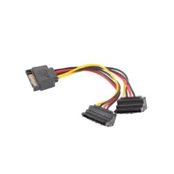 Kabel zasilający Lanberg SATA (M)- 2x SATA (F) 90° 0,15m | PartsPC.pl