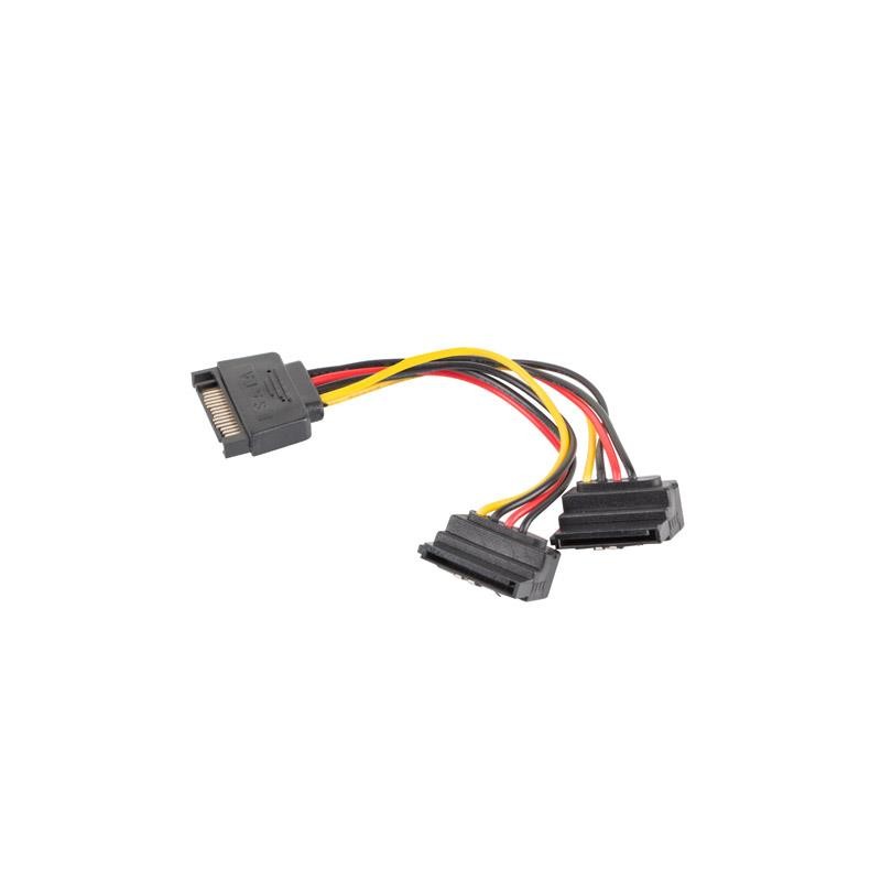 Kabel zasilający Lanberg SATA (M)- 2x SATA (F) 90° 0,15m | PartsPC.pl
