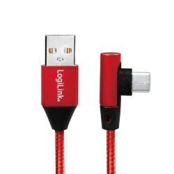 Kabel USB 2.0 LogiLink CU0146 USB A - USB-C, M/M, kątowy, cz… | PartsPC.pl