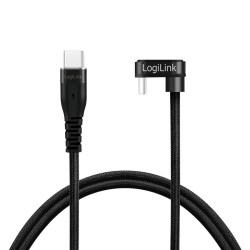 Kabel USB 2.0 LogiLink CU0190 USB-C - USB-C, M/M, kątowy, cz… | PartsPC.pl