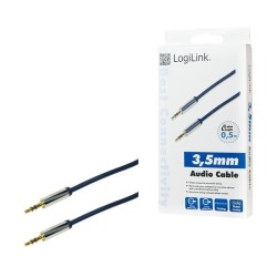 Kabel audio stereo LogiLink CA10050 3,5 mm, M/M, 0,5m, niebi… | PartsPC.pl