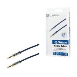 Kabel audio stereo LogiLink CA10030 3,5 mm, M/M, 0,3m, niebi… | PartsPC.pl