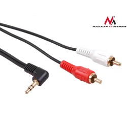 Kabel audio Maclean MCTV-824 kątowy miniJack 3,5mm (M) - 2xRCA (M), 1m,