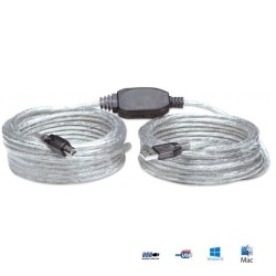 Kabel Manhattan USB 2.0 A-B M/M, aktywny, 11m, srebrny | PartsPC.pl