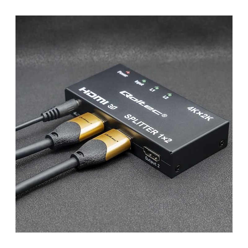 Rozdzielacz aktywny Qoltec Splitter 2 x HDMI 4K x 2K | 3.4Gb… | PartsPC.pl