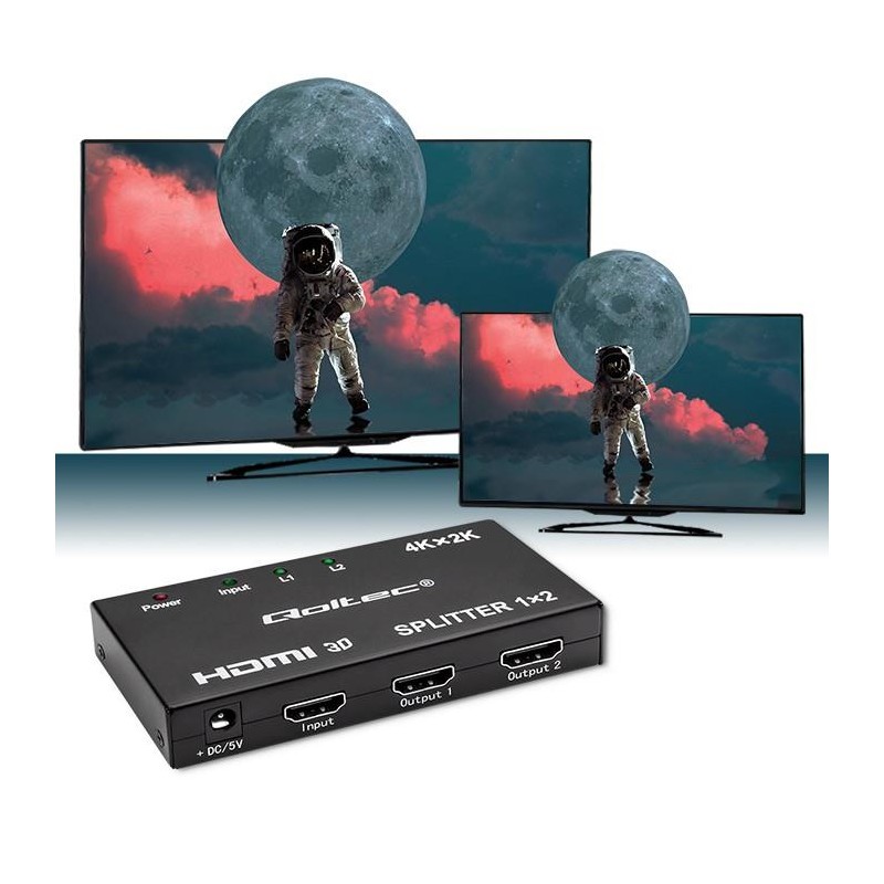 Rozdzielacz aktywny Qoltec Splitter 2 x HDMI 4K x 2K | 3.4Gb… | PartsPC.pl