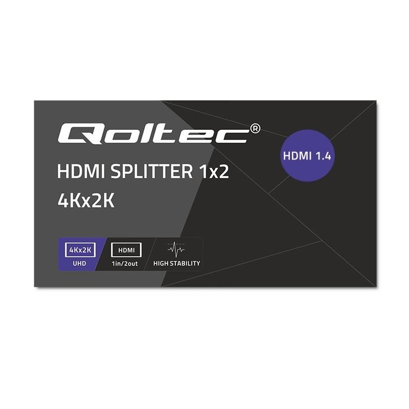Rozdzielacz aktywny Qoltec Splitter 2 x HDMI 4K x 2K | 3.4Gb… | PartsPC.pl