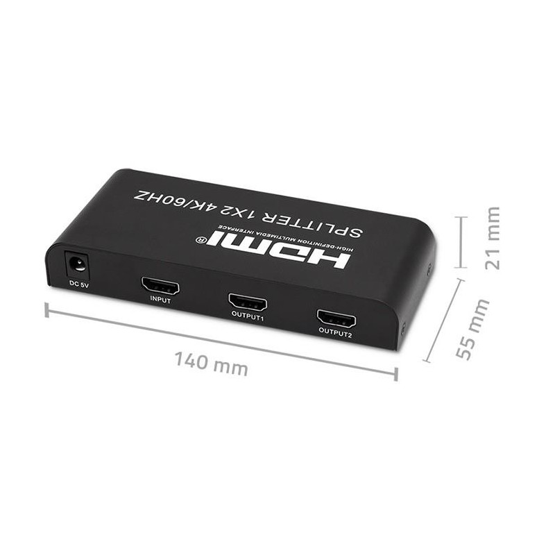 Rozdzielacz aktywny Qoltec Splitter 2 x HDMI 4K x 2K |... | PartsPC.pl