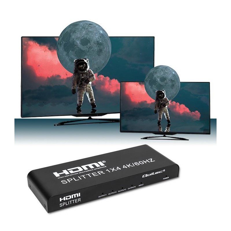 Rozdzielacz aktywny Qoltec Splitter 4 x HDMI 4K x 2K | 6Gb/s… | PartsPC.pl