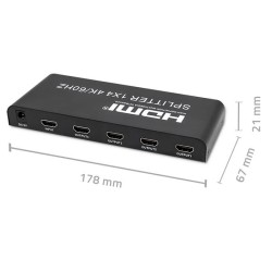 Rozdzielacz aktywny Qoltec Splitter 4 x HDMI 4K x 2K | 6Gb/s… | PartsPC.pl