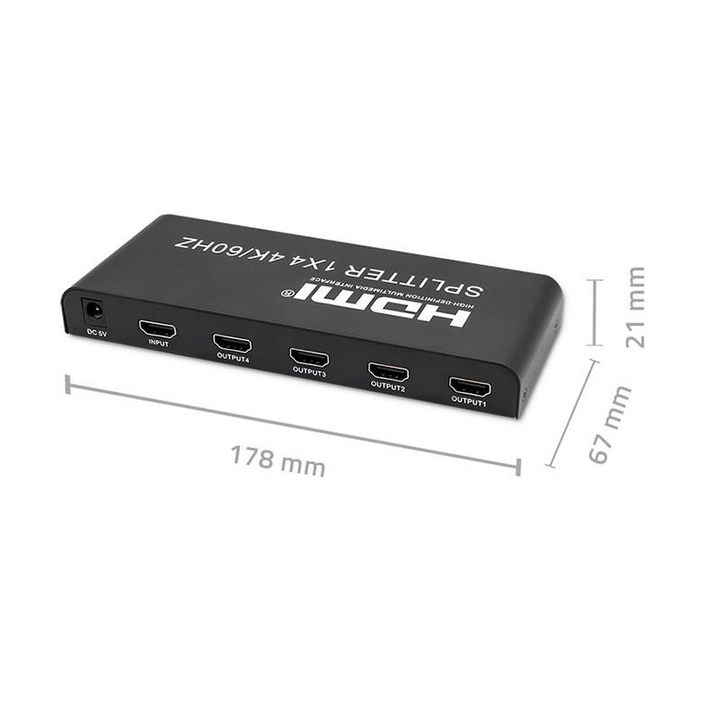 Rozdzielacz aktywny Qoltec Splitter 4 x HDMI 4K x 2K | 6Gb/s… | PartsPC.pl