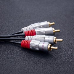 Kabel Qoltec 2xRCA męski / 2xRCA męski | 0.5m | Czarny | PartsPC.pl