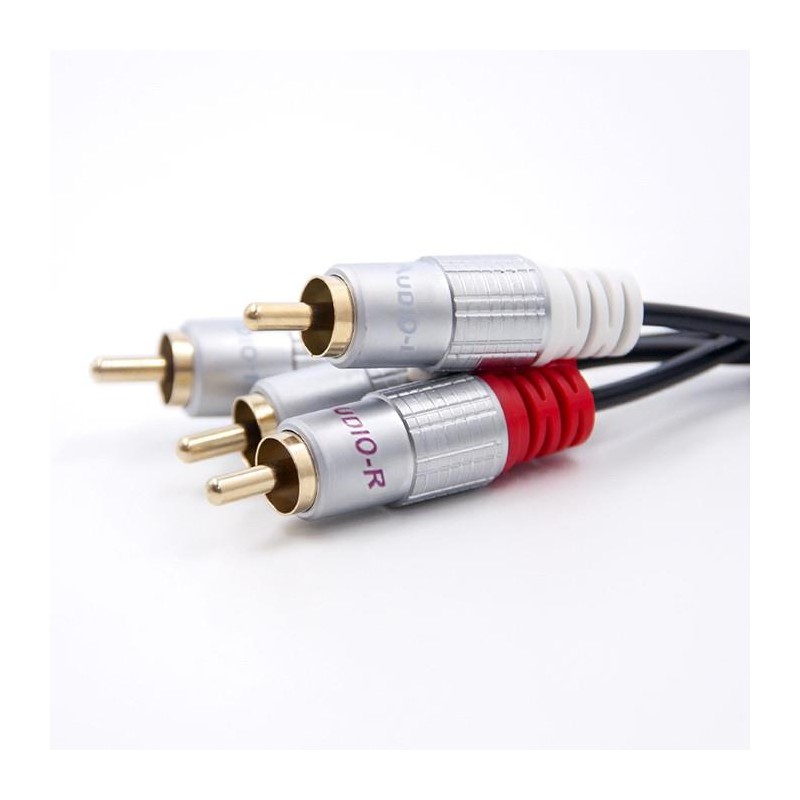 Kabel Qoltec 2xRCA męski / 2xRCA męski | 0.5m | Czarny | PartsPC.pl