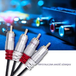 Kabel Qoltec 2xRCA męski / 2xRCA męski | 1m | Czarny | PartsPC.pl