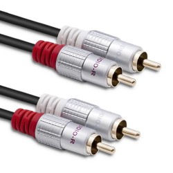 Kabel Qoltec 2xRCA męski / 2xRCA męski | 2m | Czarny | PartsPC.pl