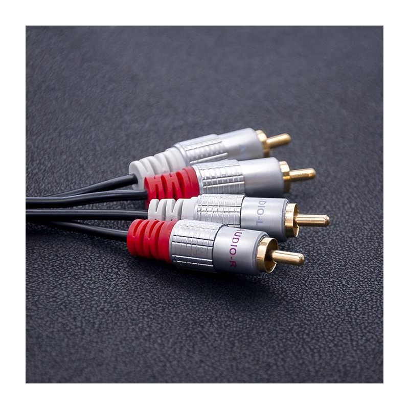 Kabel Qoltec 2xRCA męski / 2xRCA męski | 3m | Czarny