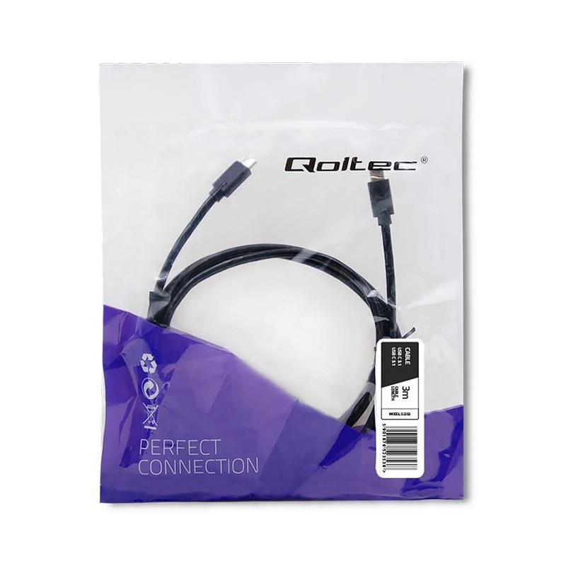 Qoltec Kabel USB 3.1 typ C męski | USB 3.1 typ C męski | 3m … | PartsPC.pl