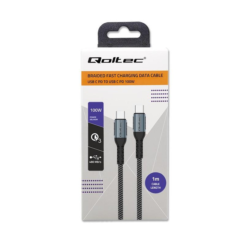 Kabel USB Qoltec 2.0 typ C | USB 2.0 typ C 100W| QC 3.0 | PD… | PartsPC.pl