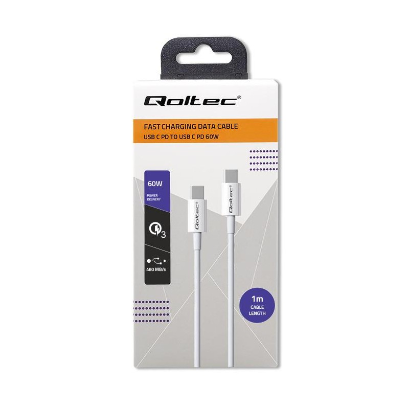 Kabel USB Qoltec 2.0 typ C | USB 2.0 typ C 60W | QC 3.0 | PD… | PartsPC.pl