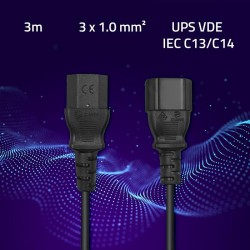 Kabel zasilający Qoltec IEC C13/C14 | 3x1.00mm2 | 3m | PartsPC.pl