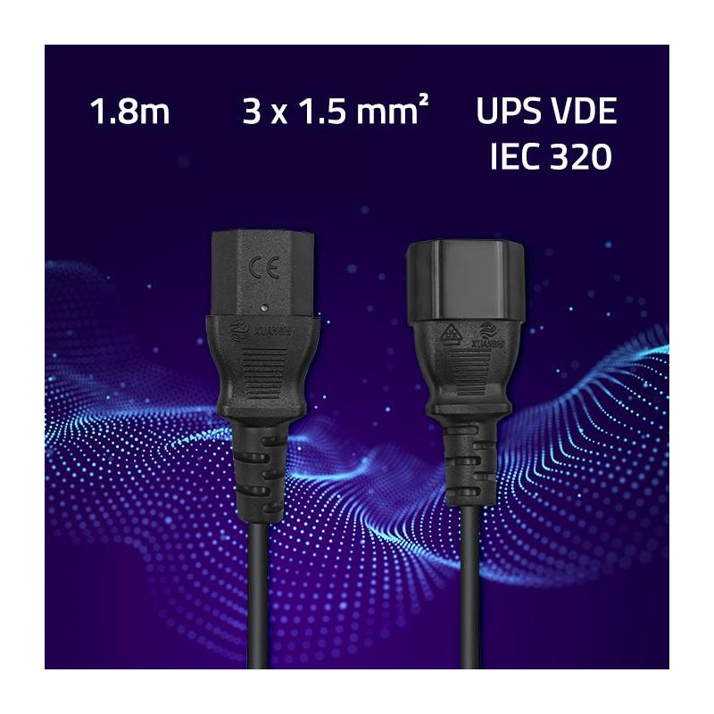 Kabel zasilający Qoltec IEC C13/C14 | 3x1.5mm2 | 1.8m | PartsPC.pl