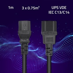 Kabel zasilający Qoltec do UPS | IEC C13/C14 | 3x0.75mm2 | 1… | PartsPC.pl