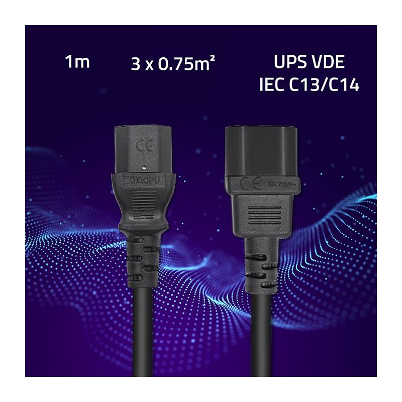 Kabel zasilający Qoltec do UPS | IEC C13/C14 | 3x0.75mm2 | 1… | PartsPC.pl
