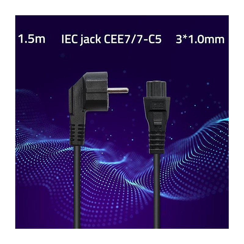 Kabel zasilający Qoltec kątowy SCHUKO | IEC C5 | Koniczynka … | PartsPC.pl