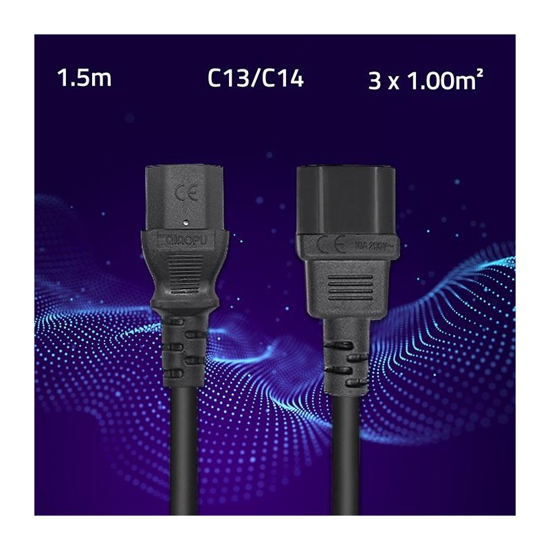 Kabel zasilający Qoltec do UPS | IEC C13/C14 | 3x1.0mm2 | 1.… | PartsPC.pl